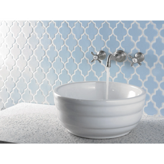 Weymouth Chrome Two-Handle High Arc Wall Mount Bathroom Faucet