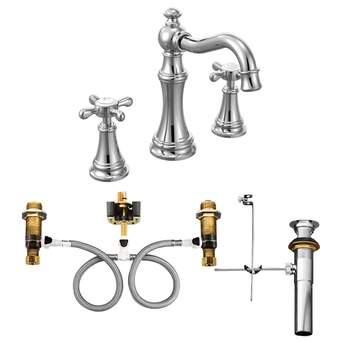 Weymouth Chrome two-handle high arc bathroom faucet