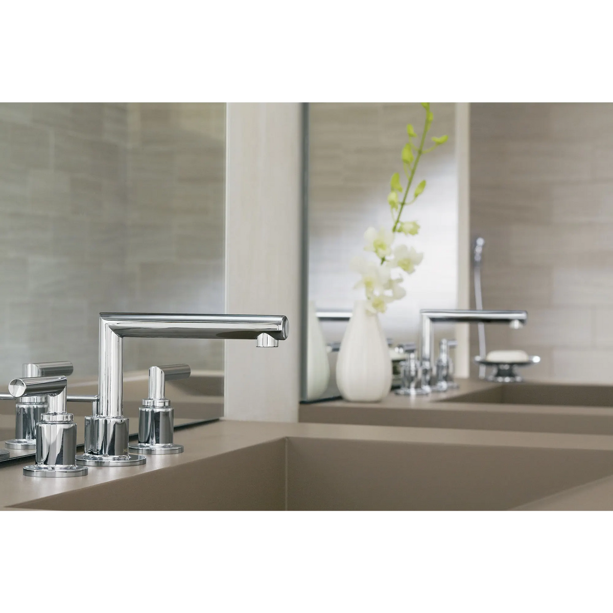 Arris Chrome Two-Handle Low Arc Bathroom Faucet