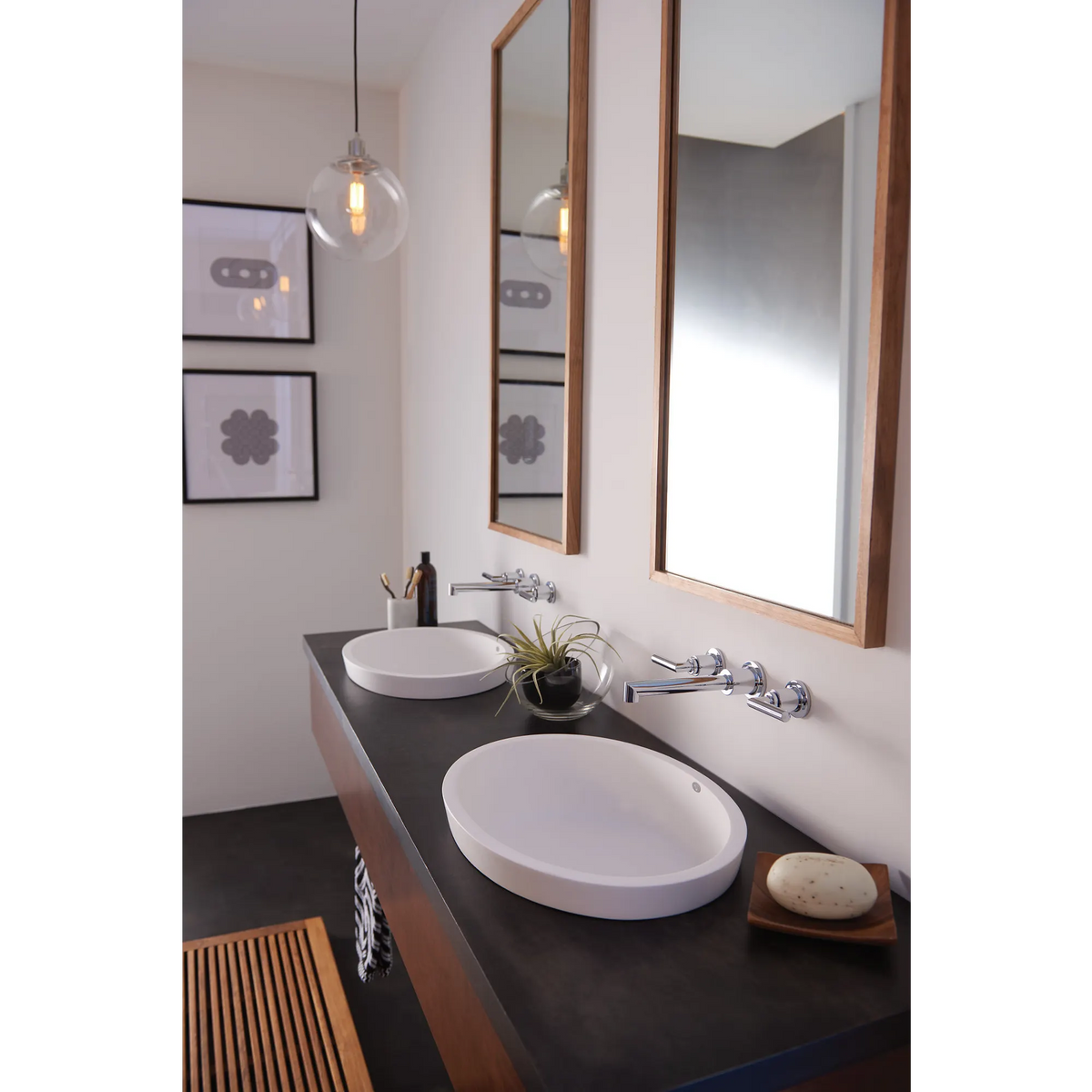 Arris Chrome Two-Handle Wall Mount Bathroom Faucet