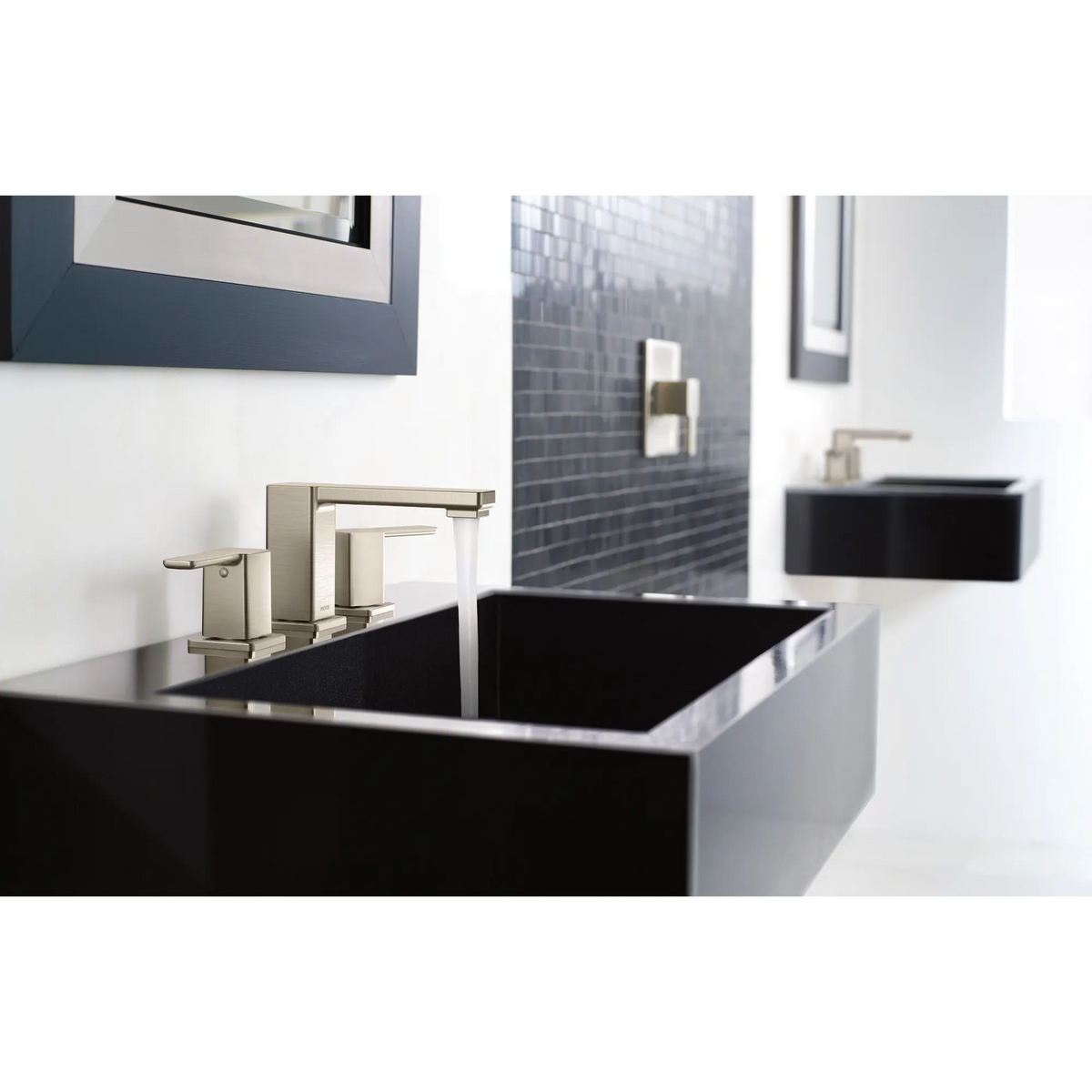 90 Degree Chrome two-handle high arc bathroom faucet