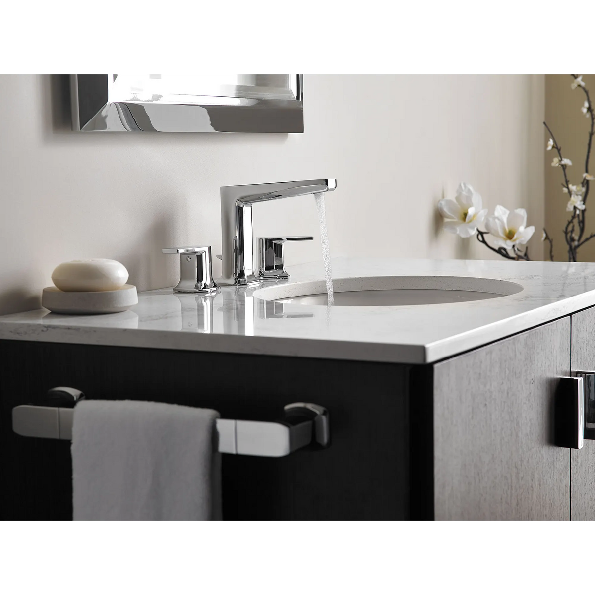 Via Chrome Two-Handle Low Arc Bathroom Faucet