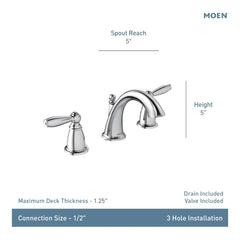 Brantford Chrome two-handle high arc bathroom faucet